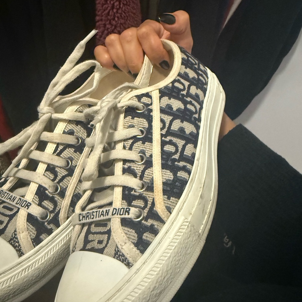 Dior Navy and White Logo Sneakers